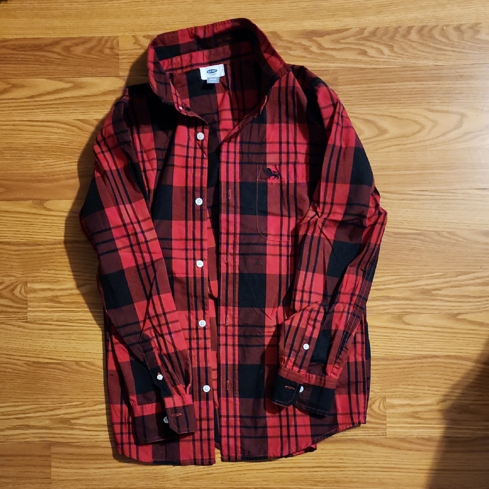 Old Navy Red and Black Plaid Casual Shirt